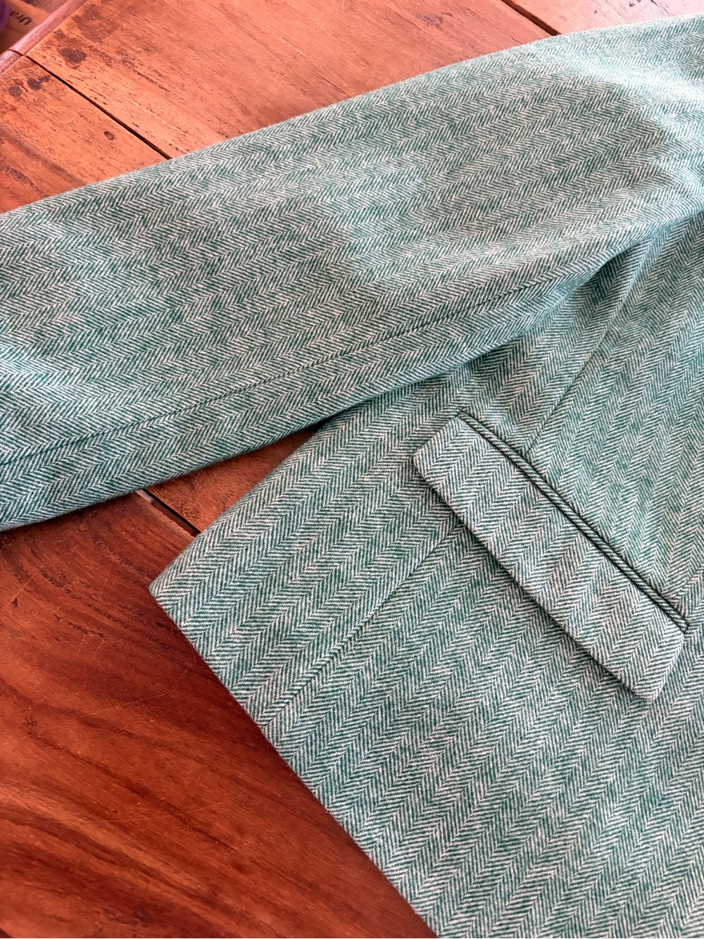 J. Crew Green Herringbone Schoolboy Blazer Wool Blend Womens Size 20 - Picture 6 of 15